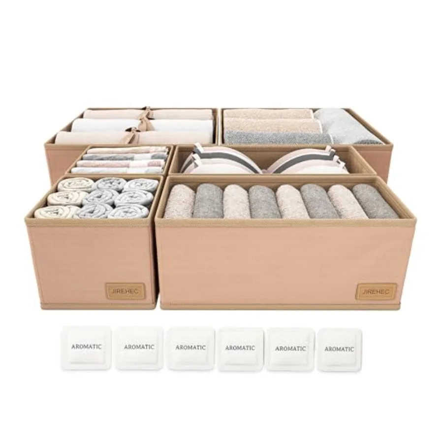 Dresser Drawer Organizer Clothes, 6 Pack Foldable Storage Boxes with Zipper, 600D Fabric, Cream, Drawer Dividers for Underwear,
Dresser Drawer Organizer Clothes, 6 Pack Foldable Storage Boxes with Zipper, 600D Fabric, Cream, Drawer Dividers for Underwear,