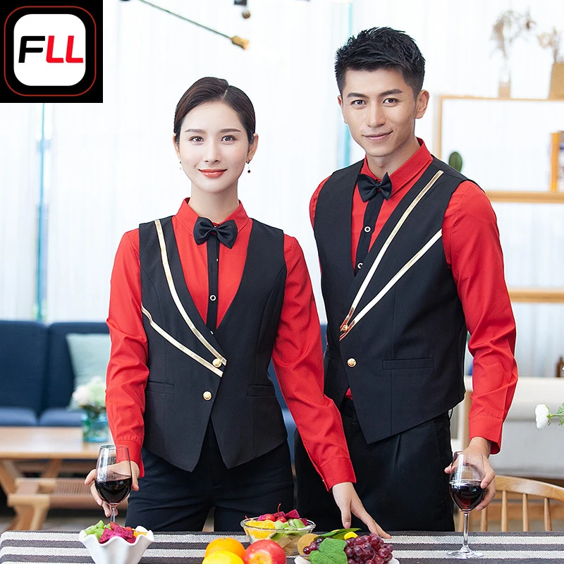 BarKTVVest-style waiter workwear, long-sleeved restaurant clothing, autumn and winter attire for men and women in the restaurant
BarKTVVest-style waiter workwear, long-sleeved restaurant clothing, autumn and winter attire for men and women in the restaurant