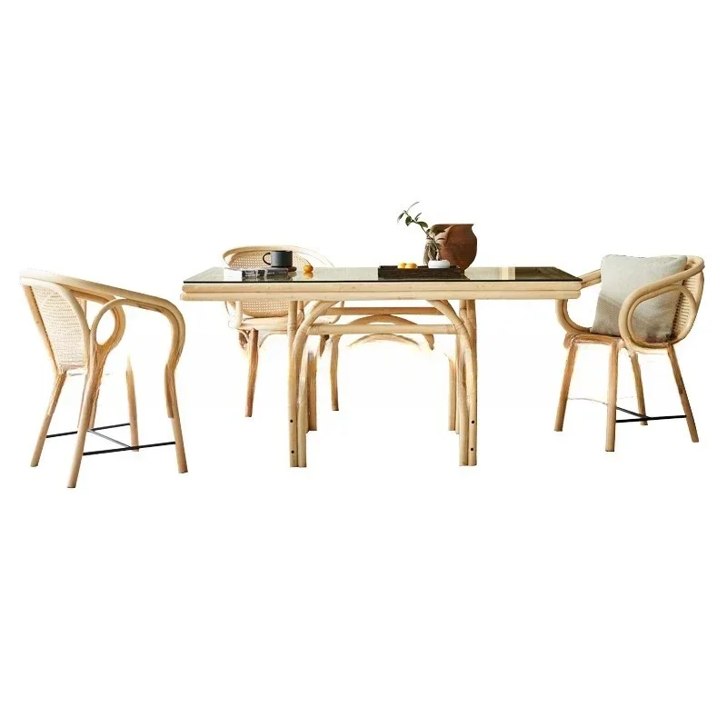 Dining table and chairs Japanese simple homestay rectangular glass table and chair combination
Dining table and chairs Japanese simple homestay rectangular glass table and chair combination