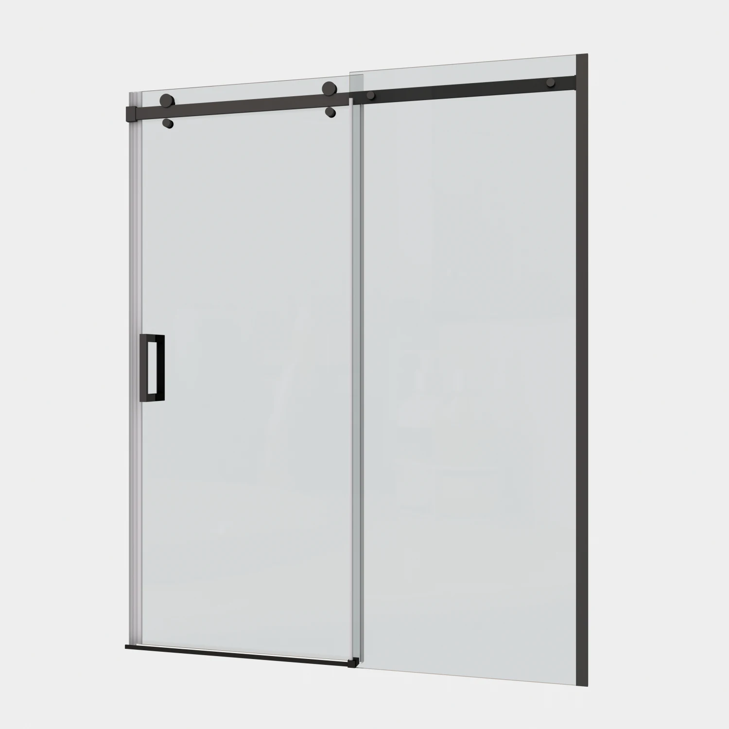 Glass shower door, sliding door, with 5/16" tempered glass and Matted Black finish
Glass shower door, sliding door, with 5/16" tempered glass and Matted Black finish
