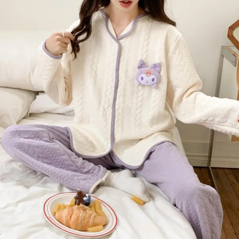 Sanrio Kuromi Young Girl Pajamas Kawaii Cartoon Student Winter Long Sleeves Long Pants Loose Keep Warm Homewear Set New Style
Sanrio Kuromi Young Girl Pajamas Kawaii Cartoon Student Winter Long Sleeves Long Pants Loose Keep Warm Homewear Set New Style