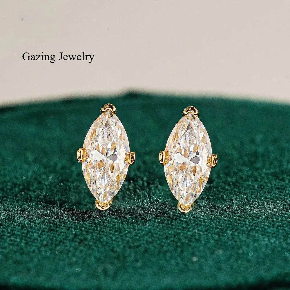 S925 Silver 18k Gold Laser-Drilled Earrings, 0.5CT 1CT, Marquise-Cut, G-Color Moissanite with GRA5 Certification, L
S925 Silver 18k Gold Laser-Drilled Earrings, 0.5CT 1CT, Marquise-Cut, G-Color Moissanite with GRA5 Certification, L