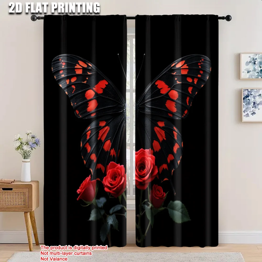 2pcs, 2D flat printing Window Curtains Red butterfly and rose Durable Polyester,Without Electricity Spring Party & Holiday Decor
2pcs, 2D flat printing Window Curtains Red butterfly and rose Durable Polyester,Without Electricity Spring Party & Holiday Decor