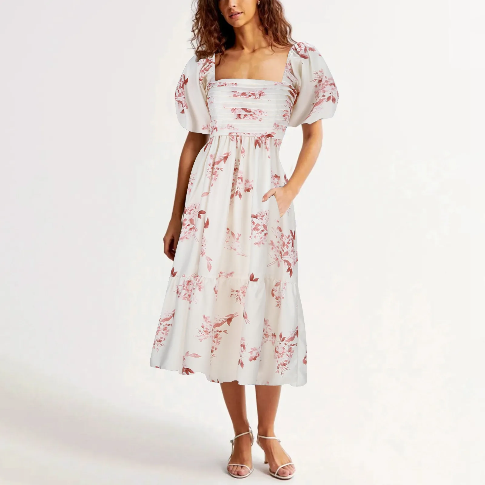 Women'S Print Fashion Sexy Long Skirt High Waist Short Sleeve Ruffled Temperament Dress Elegant Fashion Beach Style Casual Dress
Women'S Print Fashion Sexy Long Skirt High Waist Short Sleeve Ruffled Temperament Dress Elegant Fashion Beach Style Casual Dress