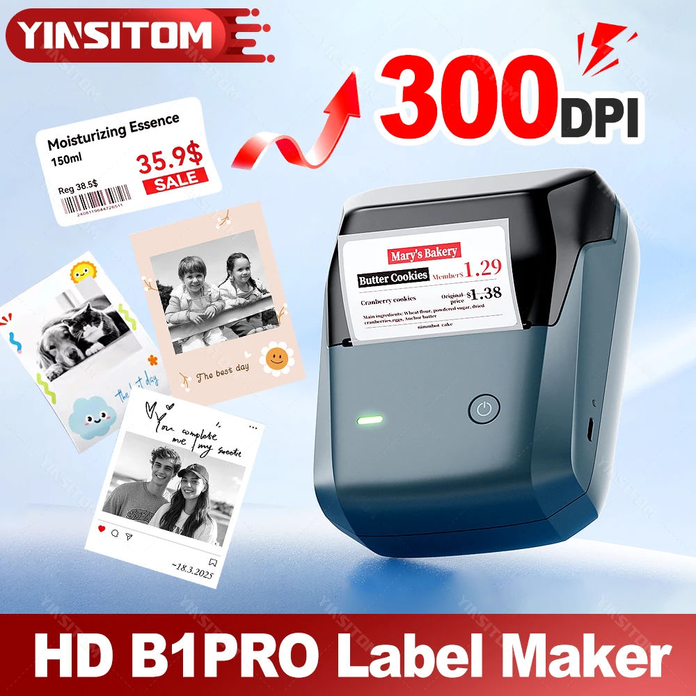 Мини-принтер этикеток NIIMBOT B1Pro HD 300DPI с Bluetooth и рулоном бумаги для фотографий, заметок, учебы, графики, малого бизнеса
Мини-принтер этикеток NIIMBOT B1Pro HD 300DPI с Bluetooth и рулоном бумаги для фотографий, заметок, учебы, графики, малого бизнеса