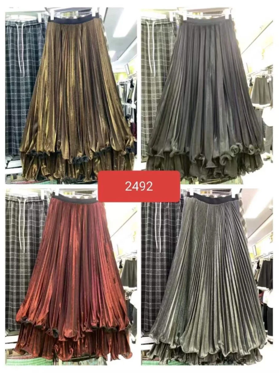 Glossy Long Folded Skirt Women's Fashion Spring Autumn Style Slimming High Waist Vintage High Gloss Wave Half Skirt
Glossy Long Folded Skirt Women's Fashion Spring Autumn Style Slimming High Waist Vintage High Gloss Wave Half Skirt
