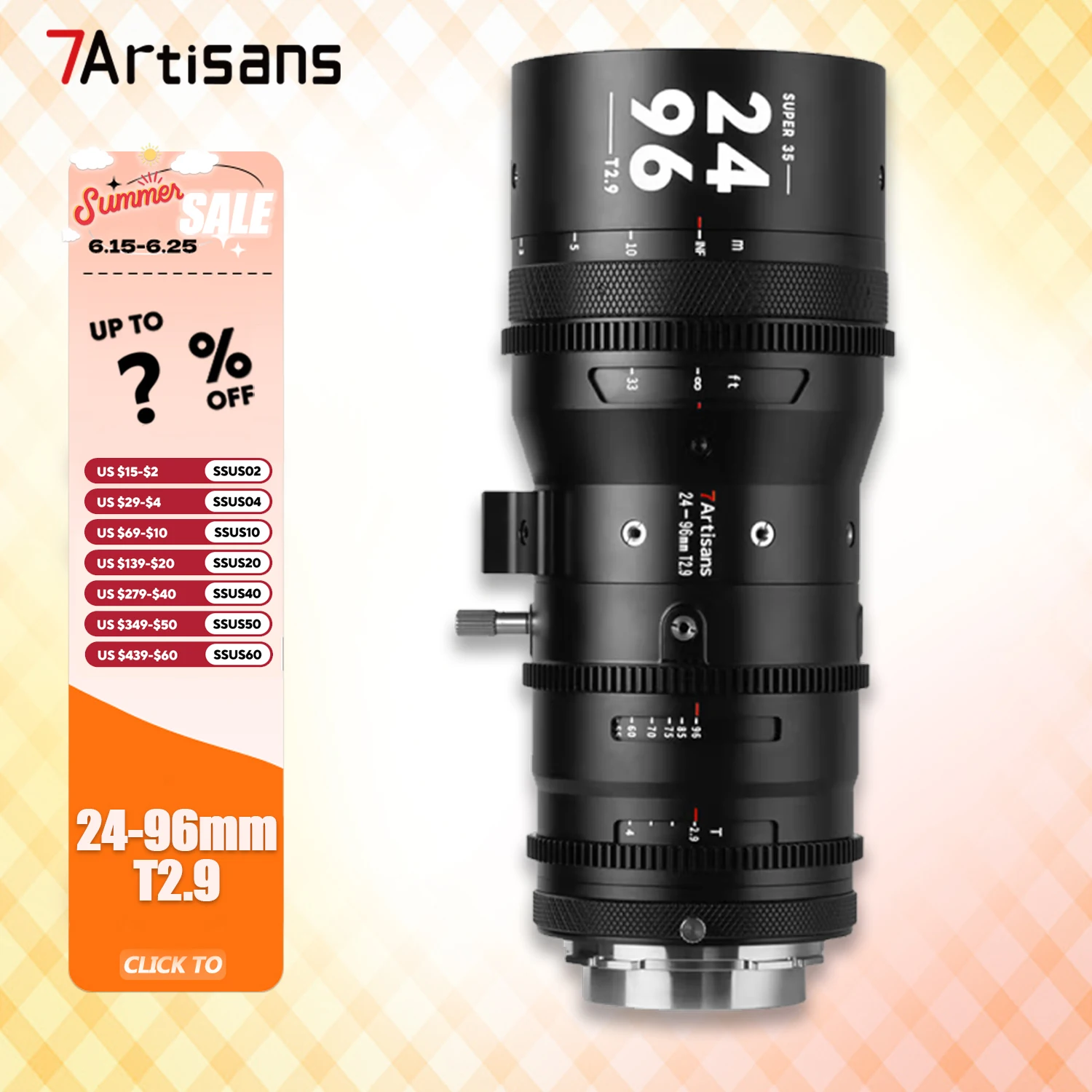 7artisans Sprite 24-96 мм T2.9 S35 рамка Профессиональный 4x зум кино камера объектив для студийной фотографии с Canon EF PL Mount
7artisans Sprite 24-96 мм T2.9 S35 рамка Профессиональный 4x зум кино камера объектив для студийной фотографии с Canon EF PL Mount