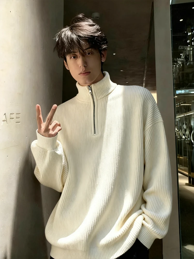 Мужской вязаный свитер с высоким воротником на молнии, повседневный, свободного кроя, средней плотности, с длинным рукавом, для осени и зимы
Мужской вязаный свитер с высоким воротником на молнии, повседневный, свободного кроя, средней плотности, с длинным рукавом, для осени и зимы