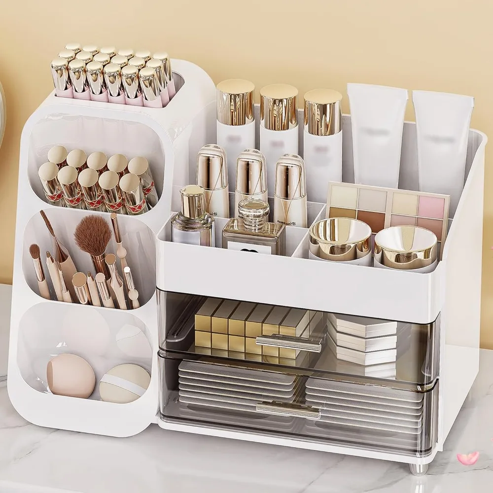 Large Capacity Makeup Organizer Countertop with Brush Holder Thickened Material Bathroom Vanity Storage for Teens
Large Capacity Makeup Organizer Countertop with Brush Holder Thickened Material Bathroom Vanity Storage for Teens