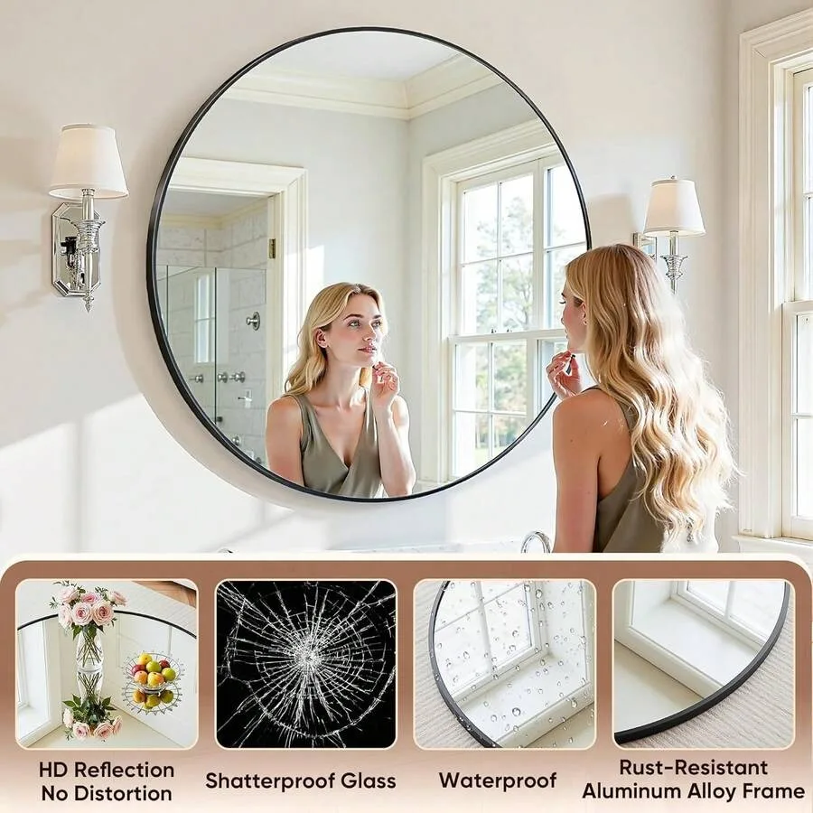 Round Mirror With Black Metal Frame, Bathroom Vanity Mirror For Over Sink, Wall Circle Mirror For Living Room Bedroom Entryway
Round Mirror With Black Metal Frame, Bathroom Vanity Mirror For Over Sink, Wall Circle Mirror For Living Room Bedroom Entryway