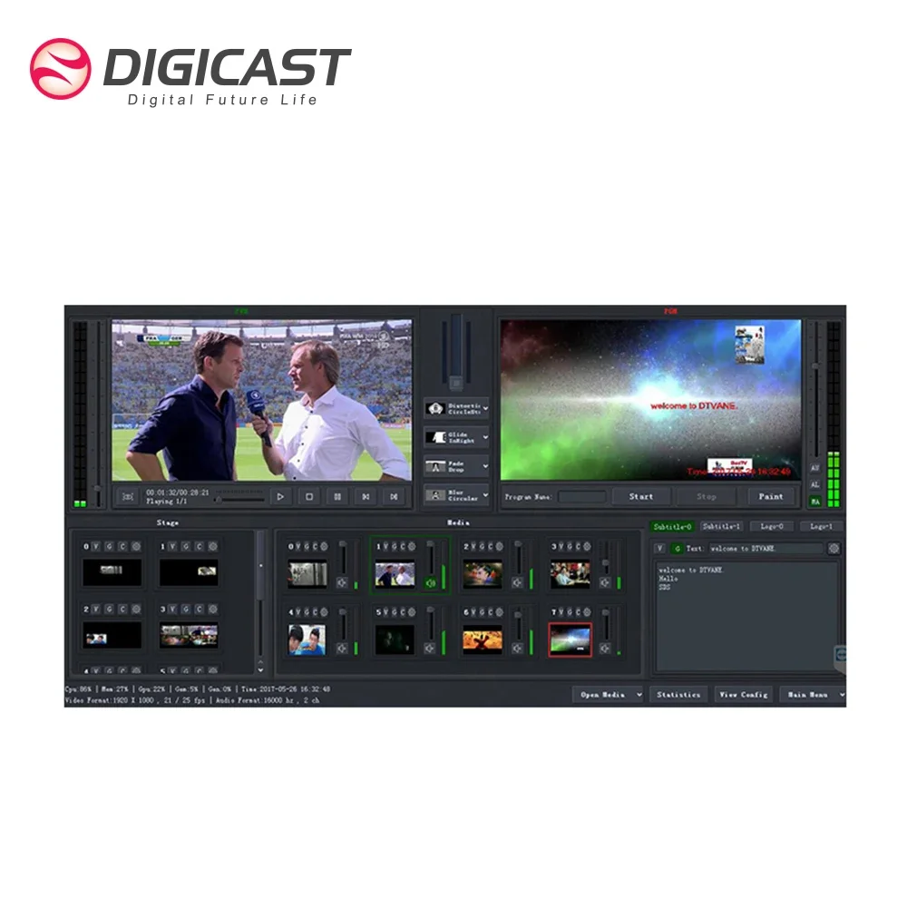 DIGICAST GoMix Live Production & Streaming Software Free IP Video Mix and Switch Live Video Matrix Production Software
DIGICAST GoMix Live Production & Streaming Software Free IP Video Mix and Switch Live Video Matrix Production Software