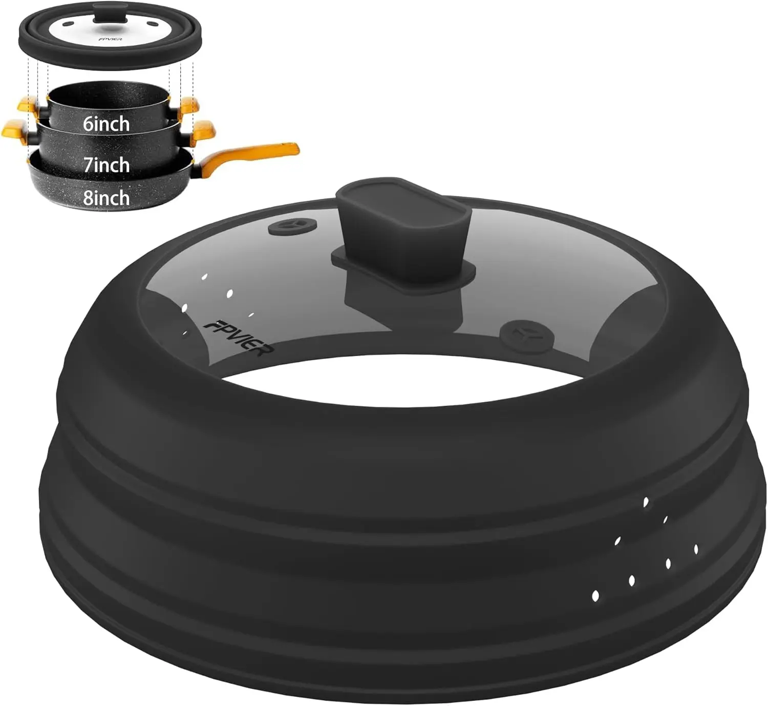 Microwave Splatter Cover, Collapsible Silicone Microwave Plate Cover with lass for Food Splatter uard Lid 9 inch Bla
Microwave Splatter Cover, Collapsible Silicone Microwave Plate Cover with lass for Food Splatter uard Lid 9 inch Bla