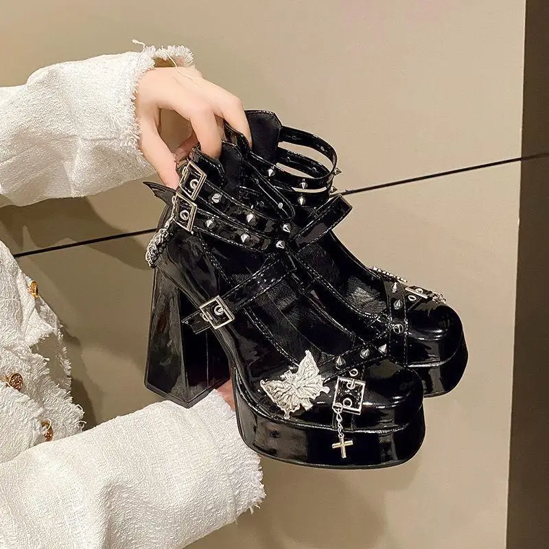 Punk Rivets Mary Jane Woman's Shoes Chunky Heel Dark Women's Pumps and Heels Fashion Jk Campus Women's Shoes Sandalias De Mujer
Punk Rivets Mary Jane Woman's Shoes Chunky Heel Dark Women's Pumps and Heels Fashion Jk Campus Women's Shoes Sandalias De Mujer