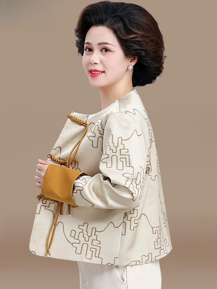 New Chinese Sle ort Spring Jaet Women's Outerwear Loose Fit round Ne Button up Coat for Middle-Aged And ly
New Chinese Sle ort Spring Jaet Women's Outerwear Loose Fit round Ne Button up Coat for Middle-Aged And ly