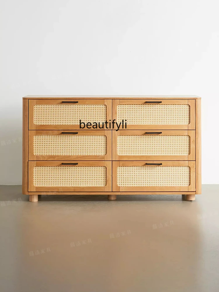Solid Wood Porch Locker Household Vintage Rattan Locker Chest of Six Drawers
Solid Wood Porch Locker Household Vintage Rattan Locker Chest of Six Drawers