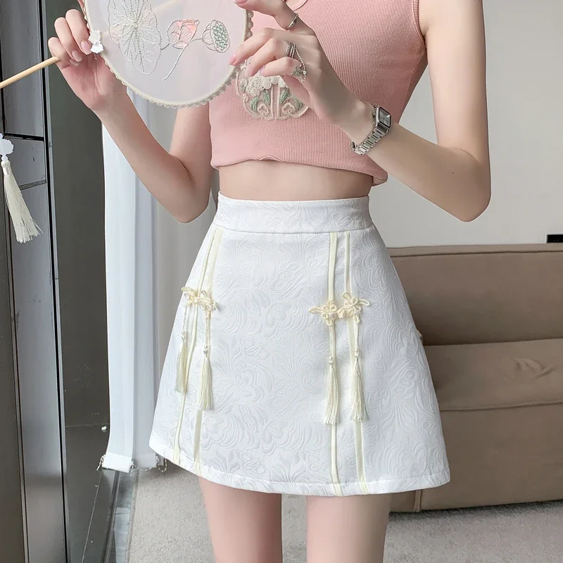 2024 Summer New Style Chinese Style Short Skirt with Linish High Waist Slimming A- Line Jacquard Skirt
2024 Summer New Style Chinese Style Short Skirt with Linish High Waist Slimming A- Line Jacquard Skirt