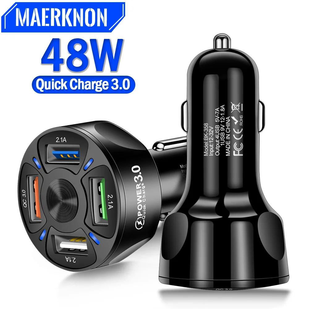 4 Ports USB Car Charger 48W Fast Charging 7A Car Mobile Phone Charge Adapter For iPhone Quick Charge 3.0 Charger Adapter in Car
4 Ports USB Car Charger 48W Fast Charging 7A Car Mobile Phone Charge Adapter For iPhone Quick Charge 3.0 Charger Adapter in Car