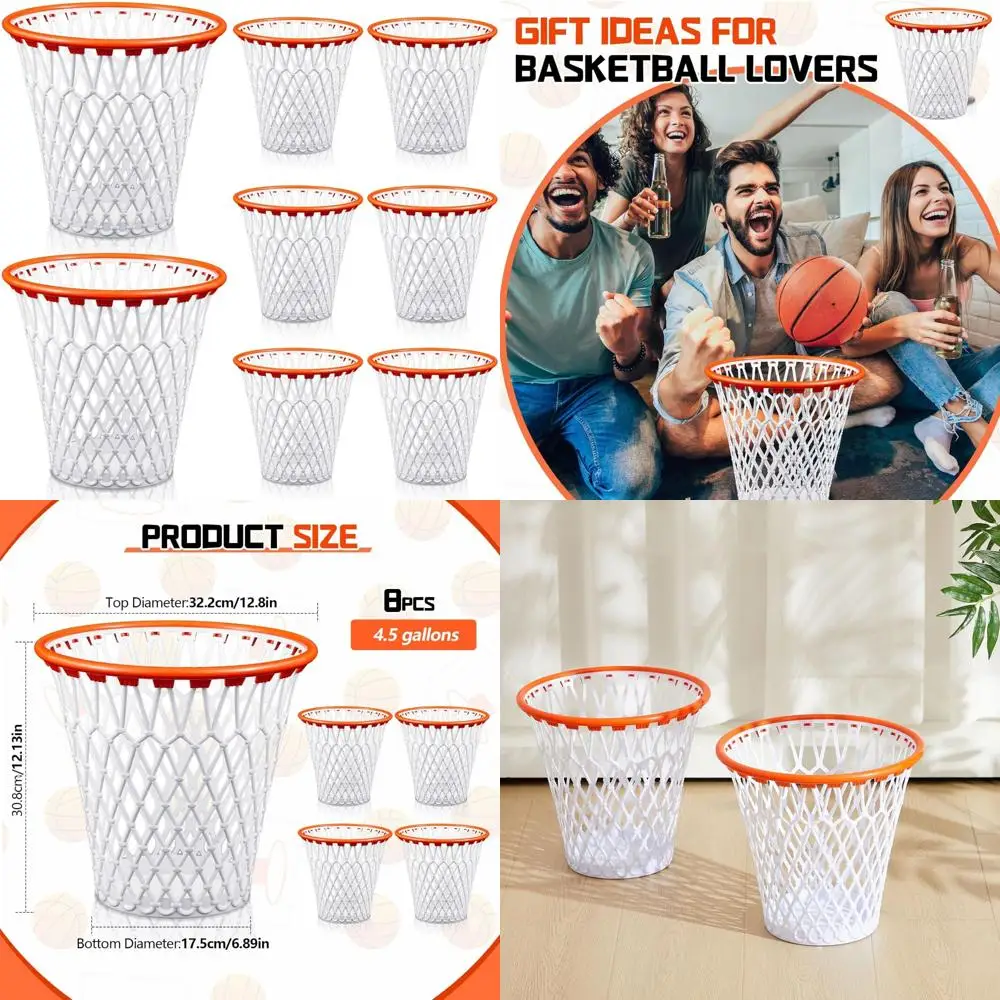 Basketball Hoop Wastebasket 4.5 Gallon Round Plastic Mesh Trash Can with Display Holder for Garbage Bins
Basketball Hoop Wastebasket 4.5 Gallon Round Plastic Mesh Trash Can with Display Holder for Garbage Bins