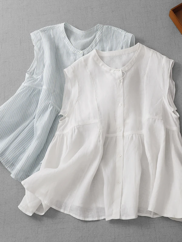 Slimming Lightweight Cotton Linen Vest Shirt Women Summer Fashionable Breathable Fly Sleeve Doll Shirt Casual Style round Nec...
Slimming Lightweight Cotton Linen Vest Shirt Women Summer Fashionable Breathable Fly Sleeve Doll Shirt Casual Style round Nec...