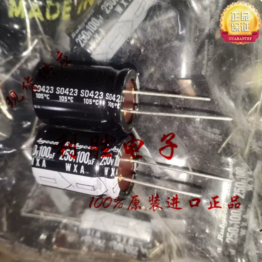 100UF 250V Japanese Rubycon electrolytic capacitor, 250V100UF 18*25 WXA, flat-bottomed red rubber head
100UF 250V Japanese Rubycon electrolytic capacitor, 250V100UF 18*25 WXA, flat-bottomed red rubber head