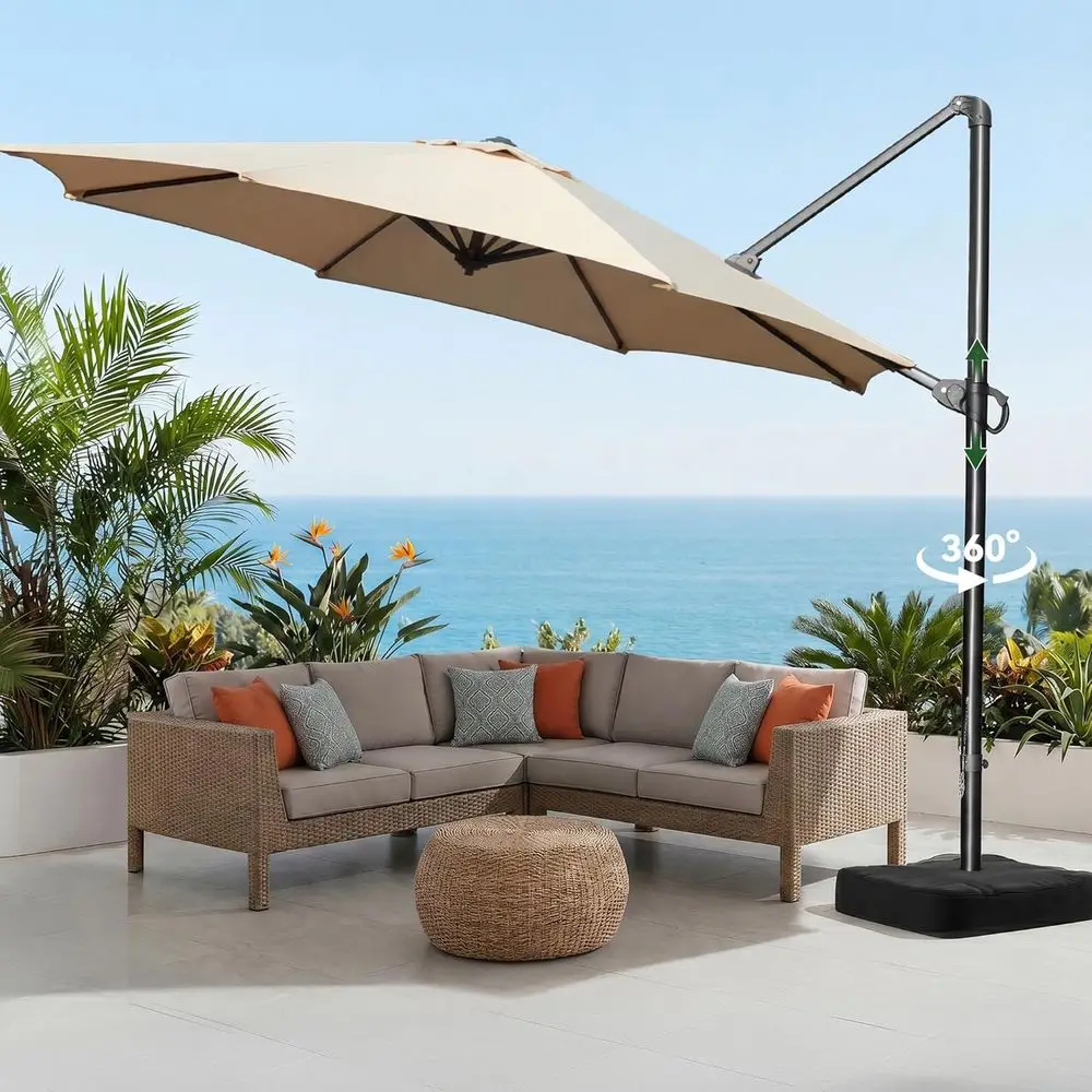 10ft Large Cantilever Patio Umbrella with 360° Rotation, Infinite Tilt, and Base - Ideal for Outdoor Hosting, Poolside, Garden P
10ft Large Cantilever Patio Umbrella with 360° Rotation, Infinite Tilt, and Base - Ideal for Outdoor Hosting, Poolside, Garden P