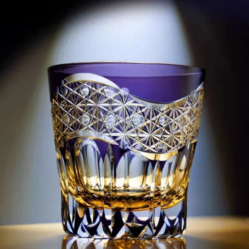 Handcrafts Edo Kiriko‘s Colored Whiskey Glasses Hand Cut To Clear Colored Old Fashioned Glass Engraved Crystal Glass Bar ware
Handcrafts Edo Kiriko‘s Colored Whiskey Glasses Hand Cut To Clear Colored Old Fashioned Glass Engraved Crystal Glass Bar ware