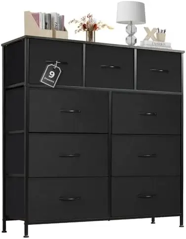 Высокий комод с 9 ящиками, деревянной столешницей и металлическим каркасом - компактная система хранения для спальни, гардеробной, гостиной
Высокий комод с 9 ящиками, деревянной столешницей и металлическим каркасом - компактная система хранения для спальни, гардеробной, гостиной