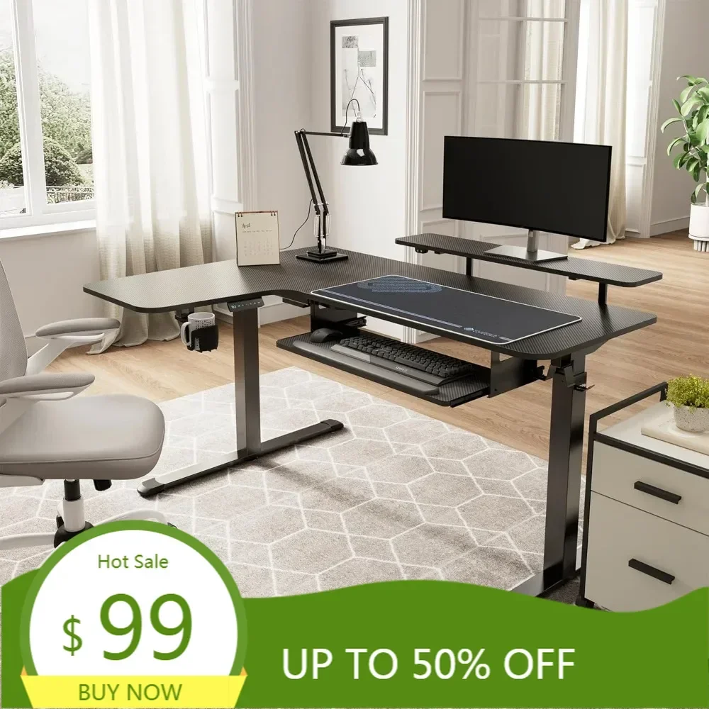 adjustable height l-shaped desk with keyboard tray for ergonomic sit-stand computing and gaming
adjustable height l-shaped desk with keyboard tray for ergonomic sit-stand computing and gaming