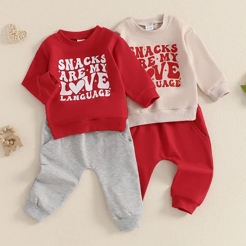 Toddler Baby Boys Girls 2PCS Fall Clothing Sets Long Sleeve O Neck Letter Valentine's Day Sweatshirt Tops Drawstring Pants Set
Toddler Baby Boys Girls 2PCS Fall Clothing Sets Long Sleeve O Neck Letter Valentine's Day Sweatshirt Tops Drawstring Pants Set