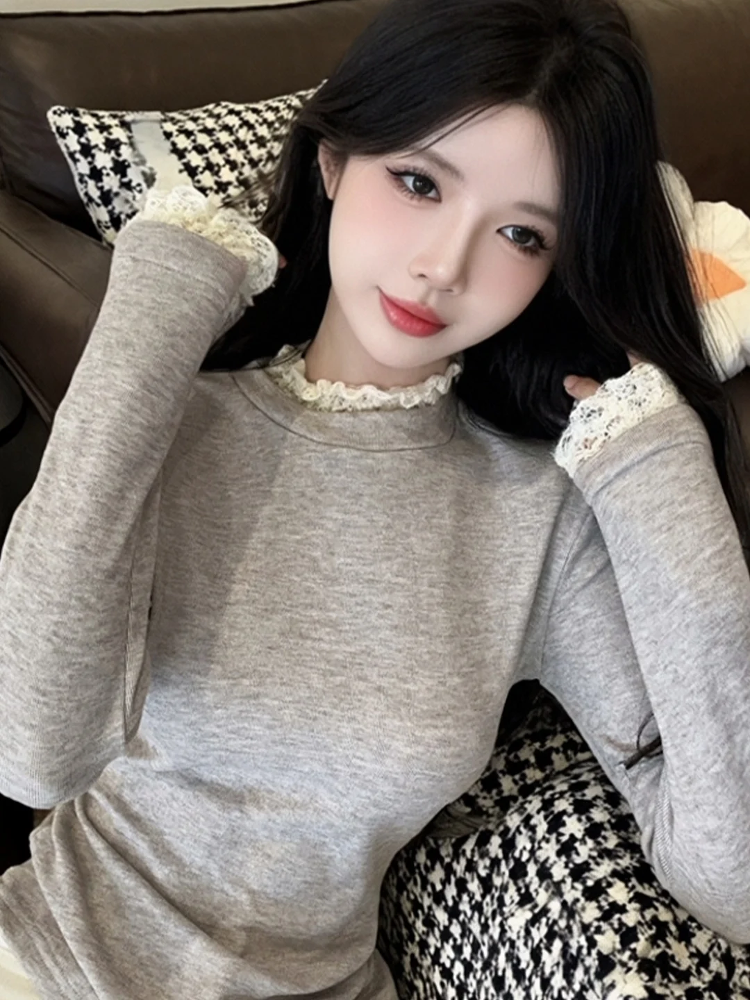 Sweet Style Slim Fit Long Sleeve Faux Two-Piece Base Shirt with Lace Splicing Stand Collar Warm Brushed Autumn Winter New Wom...
Sweet Style Slim Fit Long Sleeve Faux Two-Piece Base Shirt with Lace Splicing Stand Collar Warm Brushed Autumn Winter New Wom...