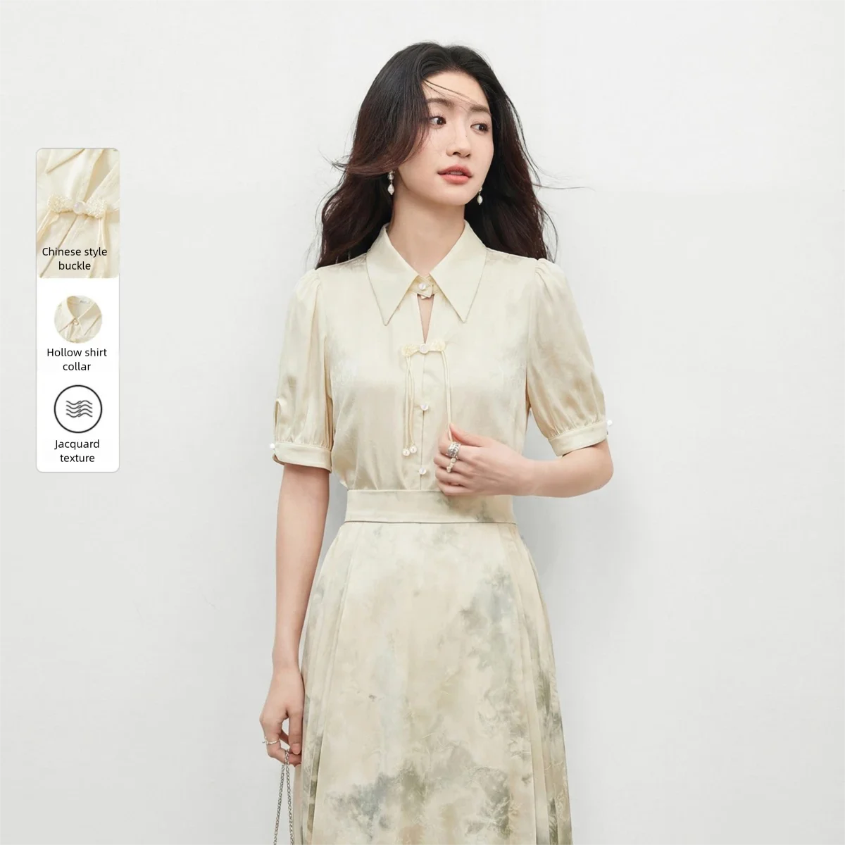 SENTUBILA Women's New Chinese Jacquard Blouse 2026 Cutout Frog Button Mandarin Collar Short Sleeve Retro Casual Shirt 162CF6879X
SENTUBILA Women's New Chinese Jacquard Blouse 2026 Cutout Frog Button Mandarin Collar Short Sleeve Retro Casual Shirt 162CF6879X