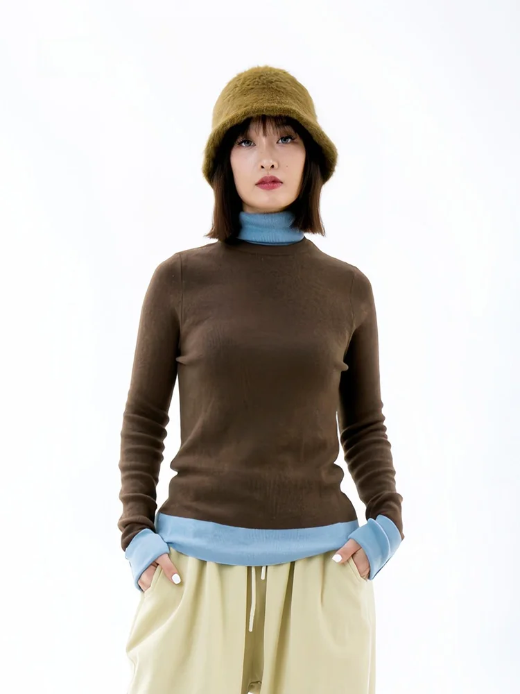 Женская футболка с высоким воротником и длинными рукавами, облегающая, с цветовыми блоками, повседневная, зимняя, модная, базовый слой
Женская футболка с высоким воротником и длинными рукавами, облегающая, с цветовыми блоками, повседневная, зимняя, модная, базовый слой