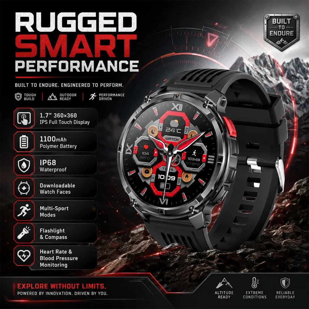 1100mAh Large Battery Outdoor Sports Smart Watch 2026 New GPS Compass LED Flashlight 3ATM Waterproof Bluetooth Call Smartwatch
1100mAh Large Battery Outdoor Sports Smart Watch 2026 New GPS Compass LED Flashlight 3ATM Waterproof Bluetooth Call Smartwatch