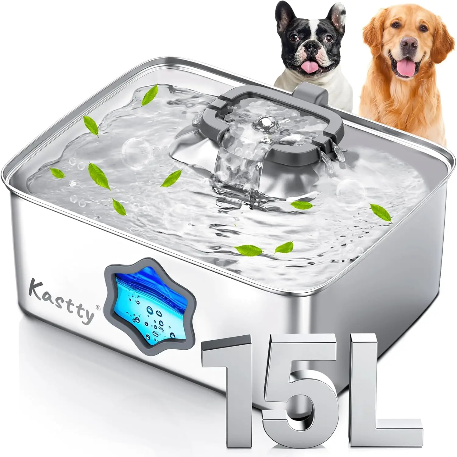 15L/4Gal Stainless Steel Auto Pet Water Fountain, 5-Stage Filtration, Dual-Color LED, Quiet Pump for Large Dogs & Multi-Pets
15L/4Gal Stainless Steel Auto Pet Water Fountain, 5-Stage Filtration, Dual-Color LED, Quiet Pump for Large Dogs & Multi-Pets