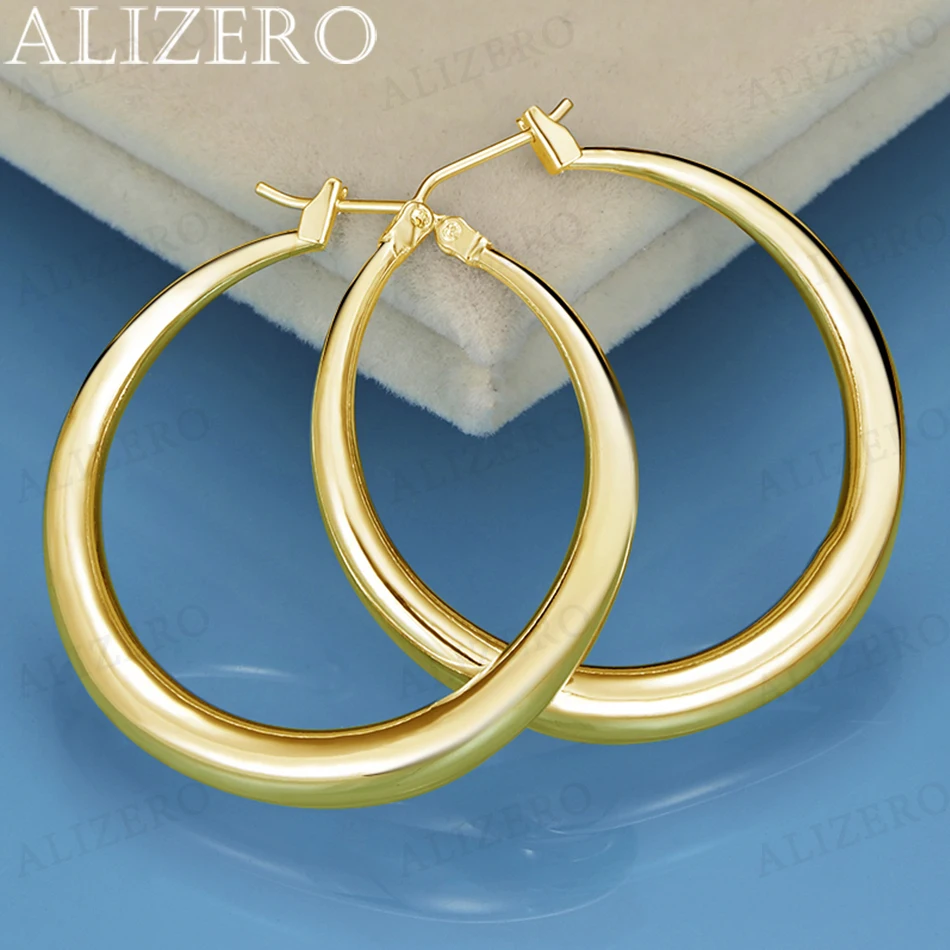 ALIZERO 18K Gold 36mm Smooth Circle Hoop Earrings For Women Wedding Engagement Party Charms Jewelry Lady Fashion Accessories
ALIZERO 18K Gold 36mm Smooth Circle Hoop Earrings For Women Wedding Engagement Party Charms Jewelry Lady Fashion Accessories