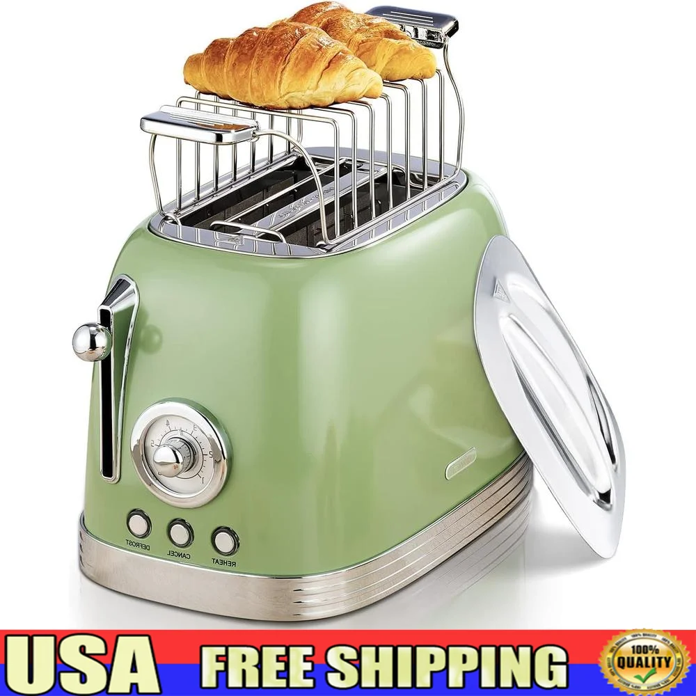 Retro Toaster 2 Slice Vintage Toaster with Stainless Steel Lid Bread Attachment Preheat Defrost Cancel Function Crumb Tray High
Retro Toaster 2 Slice Vintage Toaster with Stainless Steel Lid Bread Attachment Preheat Defrost Cancel Function Crumb Tray High