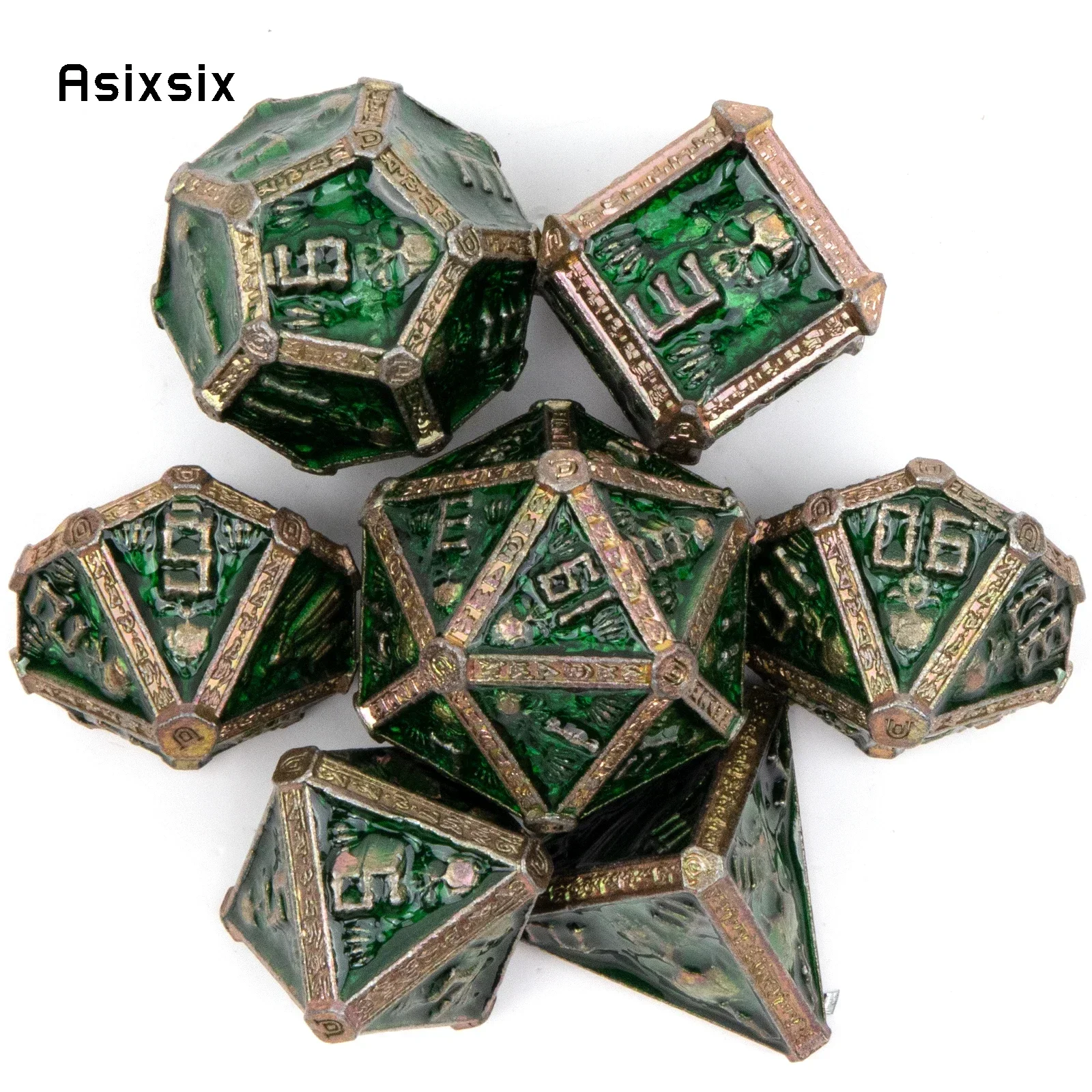 7 Pcs Golden Green Skull Metal Dice Solid Perfect For Card Games Board Games For Critical Role, Rpgs, D&D
7 Pcs Golden Green Skull Metal Dice Solid Perfect For Card Games Board Games For Critical Role, Rpgs, D&D