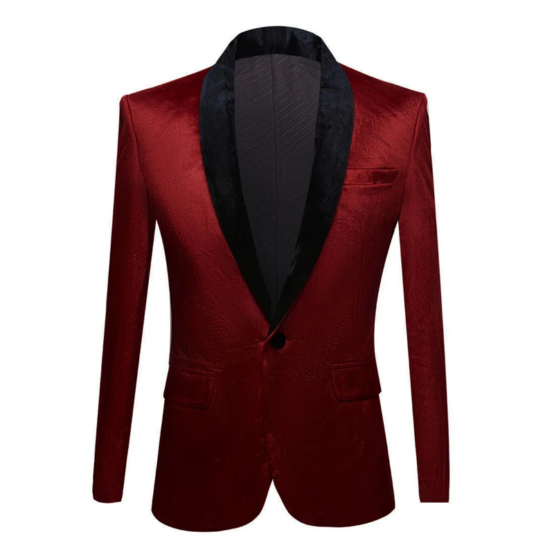 Wine Red Velvet Dress Suit Jacket Men One Button Shawl Lapel Tuxedo Blazers Wedding Groon Party Dinner Blazer
Wine Red Velvet Dress Suit Jacket Men One Button Shawl Lapel Tuxedo Blazers Wedding Groon Party Dinner Blazer