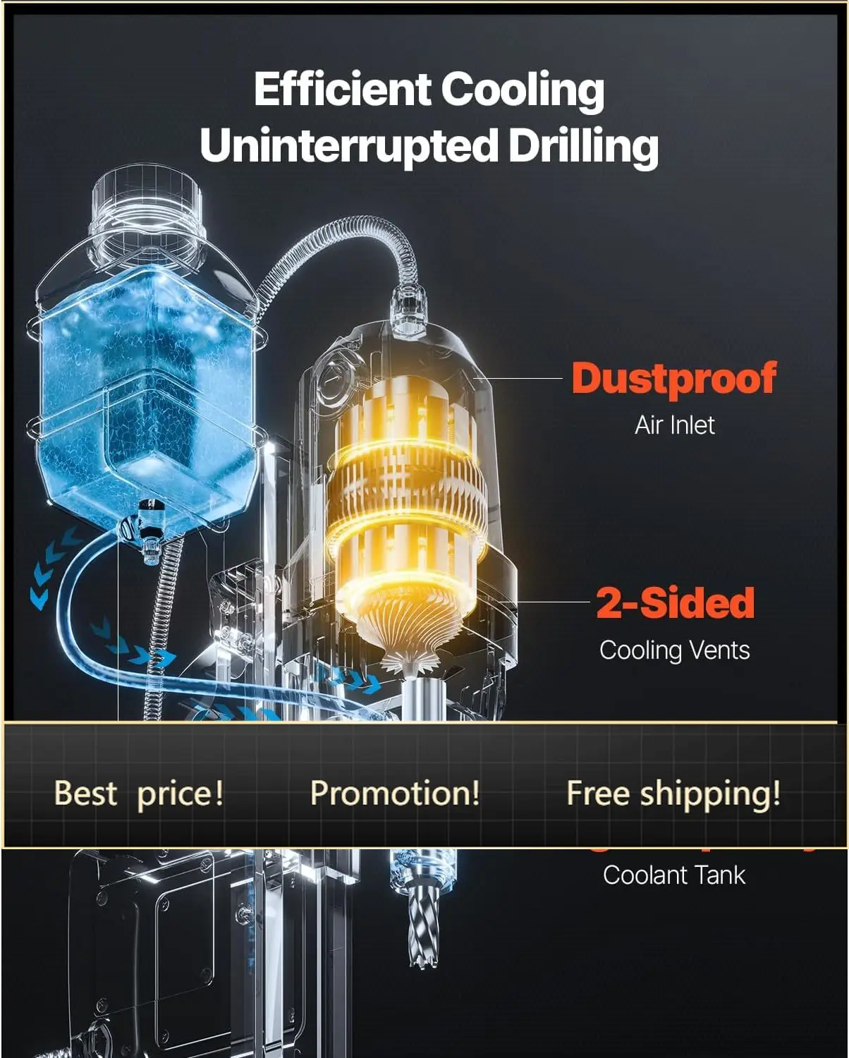 Mag Drill Press, 1300W 1.57" Boring Diameter, 2922lbf Power Portable Magnetic Drill, 810 PRM, Electric Drilling Machine for Meta
Mag Drill Press, 1300W 1.57" Boring Diameter, 2922lbf Power Portable Magnetic Drill, 810 PRM, Electric Drilling Machine for Meta