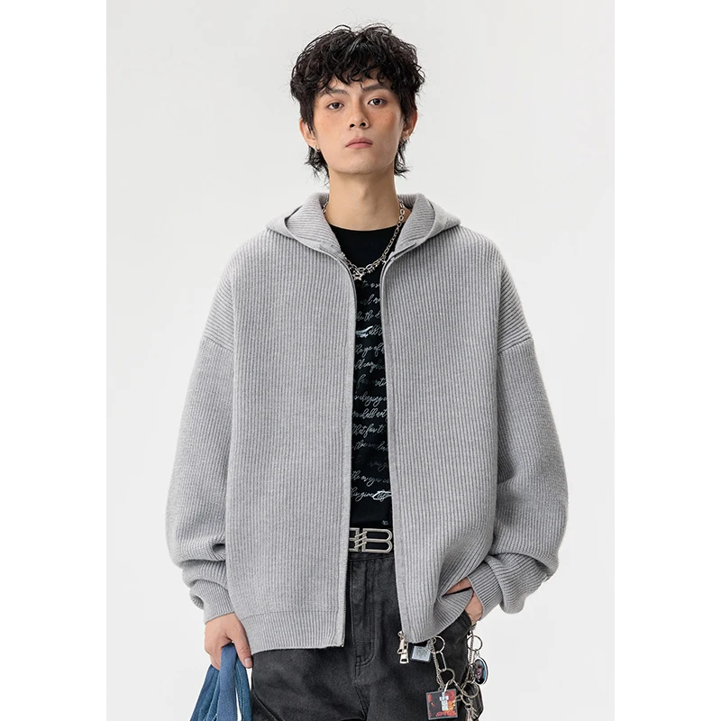 Loose Men's Open Cardigan Sweater with Double Zipper And Hood Casual American Style Spring Autumn Polyester Fiber Long Sleeve
Loose Men's Open Cardigan Sweater with Double Zipper And Hood Casual American Style Spring Autumn Polyester Fiber Long Sleeve