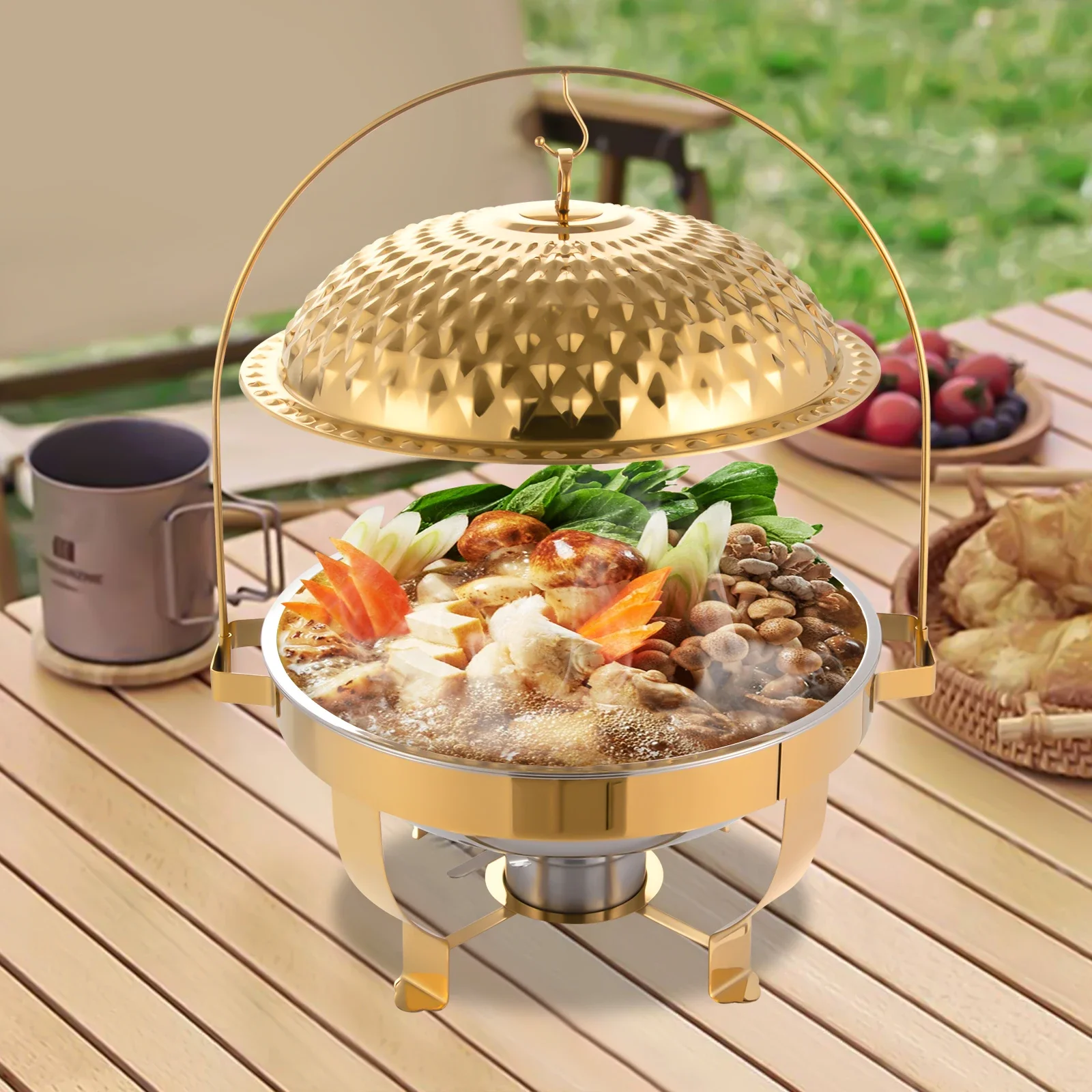 Bymaocar 8.5 QT Hot Pot Buffet, Stainless Steel Stove w/ Lid, Luxurious Circular Food Heater, Wedding Party Dinner Insulated Pot
Bymaocar 8.5 QT Hot Pot Buffet, Stainless Steel Stove w/ Lid, Luxurious Circular Food Heater, Wedding Party Dinner Insulated Pot