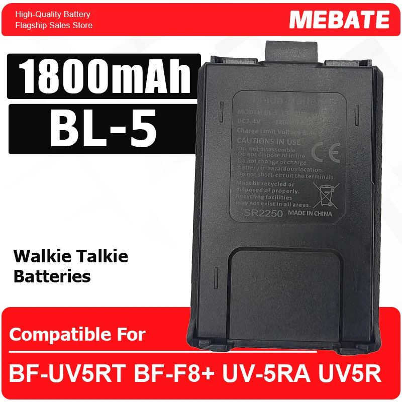NEW UV-5R/F8+ Li-ion Battery 1800mAh 7.4V Compatible with Walkie Talkie BF-UV5RT BF-F8+ UV-5RA UV5R Tow Way CB Radios
NEW UV-5R/F8+ Li-ion Battery 1800mAh 7.4V Compatible with Walkie Talkie BF-UV5RT BF-F8+ UV-5RA UV5R Tow Way CB Radios