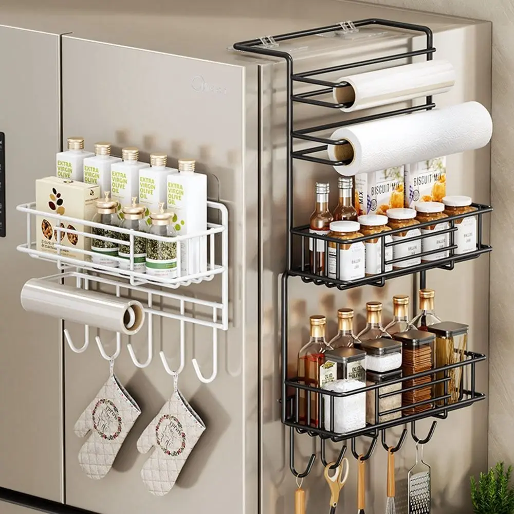 Carbon Steel Refrigerator Side Shelf No-Hole Space Saving Cling Film Storage Rack Wall Hanging Spice Organizer Kitchen
Carbon Steel Refrigerator Side Shelf No-Hole Space Saving Cling Film Storage Rack Wall Hanging Spice Organizer Kitchen