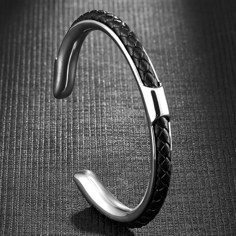 Classic Men Stainless Steel Woven Leather Cuff Bracelet Bangles Fashion Minimalist Jewelry Pulseras Lovers' Gift
Classic Men Stainless Steel Woven Leather Cuff Bracelet Bangles Fashion Minimalist Jewelry Pulseras Lovers' Gift