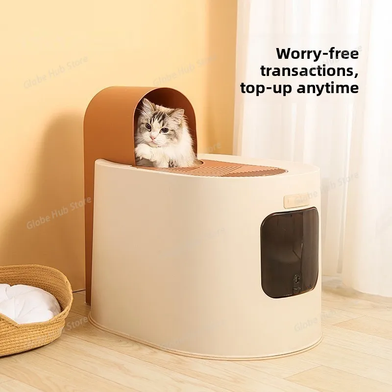 fully enclosed cat litter box oversized anti splash with sand, top entry cat toilet Cat poop basin The private space of the cats
fully enclosed cat litter box oversized anti splash with sand, top entry cat toilet Cat poop basin The private space of the cats