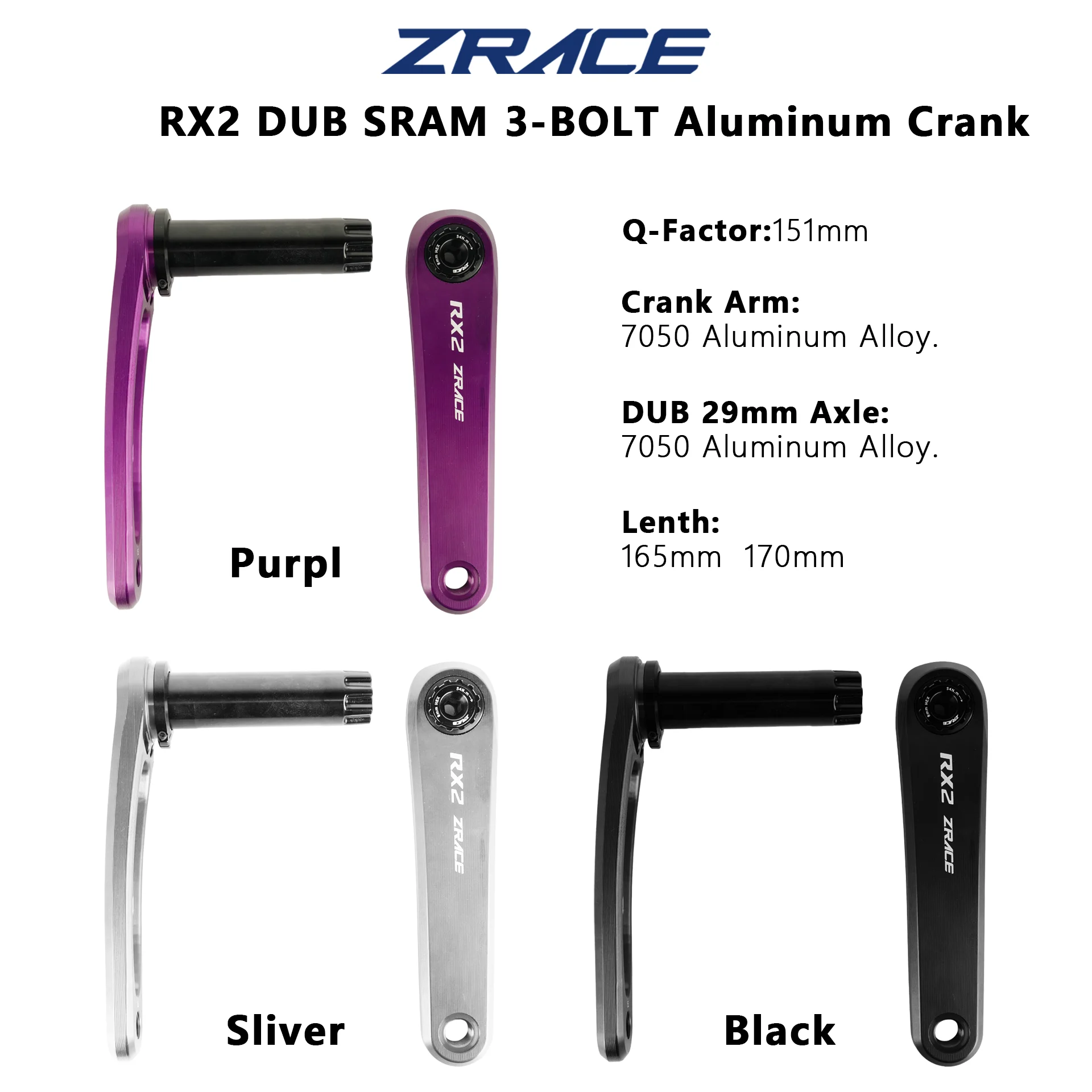 ZRACE RX2 Road / GRAVEL Crank High-Precision CNC Machining, 29mm High-Strength Spindle, 165/170 3-Screw Interface
ZRACE RX2 Road / GRAVEL Crank High-Precision CNC Machining, 29mm High-Strength Spindle, 165/170 3-Screw Interface