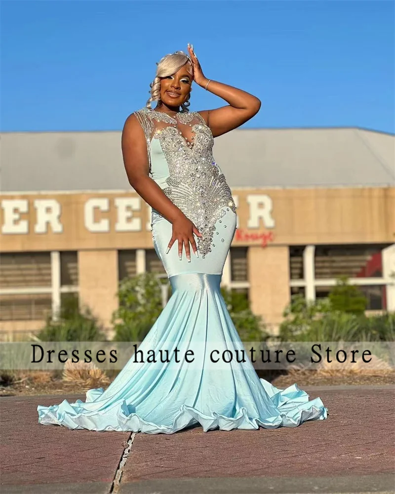 Sky Blue Long Mermaid Prom Dresses 2025 For Black Girls Rhinestones Crystal Birthday Party Gowns Tassels Customized Plus Size
Sky Blue Long Mermaid Prom Dresses 2025 For Black Girls Rhinestones Crystal Birthday Party Gowns Tassels Customized Plus Size