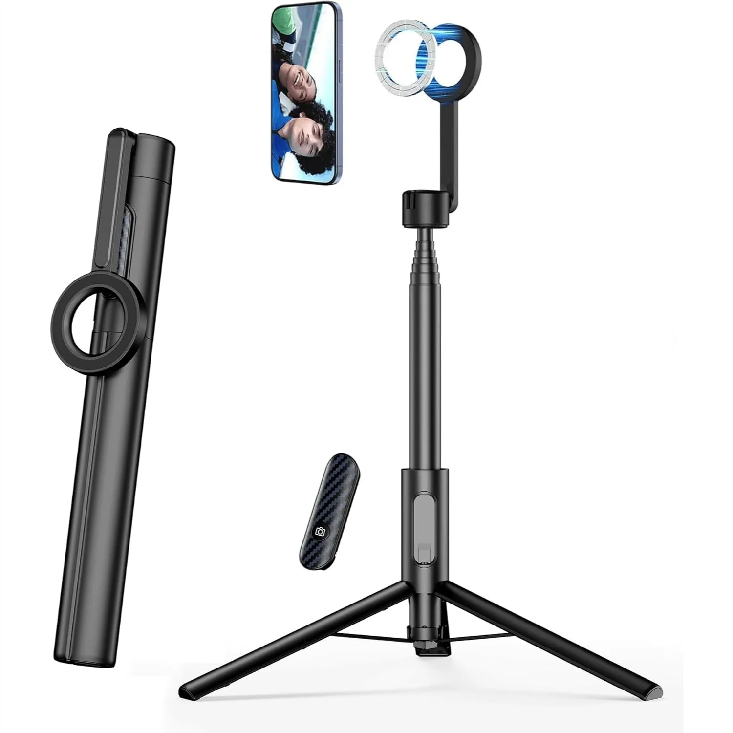 Magnetic Phone Tripod With Remote 64in Selfie Stick Stand For iPhone Android Video Recording
Magnetic Phone Tripod With Remote 64in Selfie Stick Stand For iPhone Android Video Recording