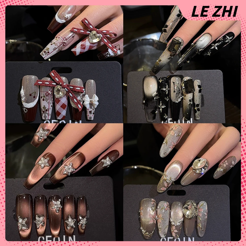 10Pcs Long Coffin Ellipse French Handmade Press On Nails Sweet Cool Hand-Painted Flowers Bowknot Rhinestone Wearable False Nail
10Pcs Long Coffin Ellipse French Handmade Press On Nails Sweet Cool Hand-Painted Flowers Bowknot Rhinestone Wearable False Nail