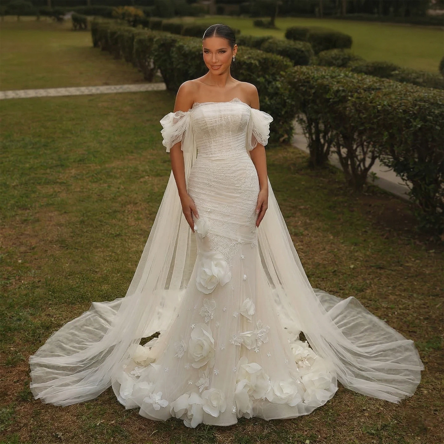 Sharon Said Arabia Luxury Off White Mermaid Long Wedding Dresses with 3D Flowers 2026 for Women Bride Dresses SW653 Customized
Sharon Said Arabia Luxury Off White Mermaid Long Wedding Dresses with 3D Flowers 2026 for Women Bride Dresses SW653 Customized